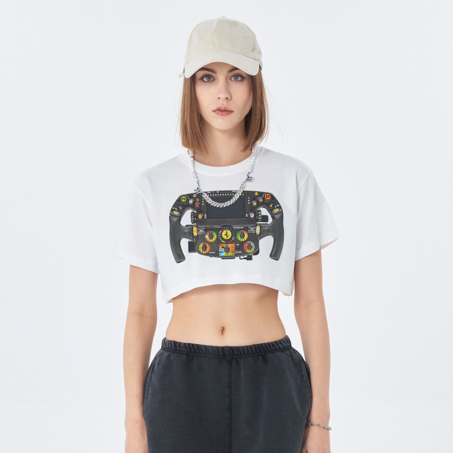 Ferrari Steering Wheel Women's Crop Top